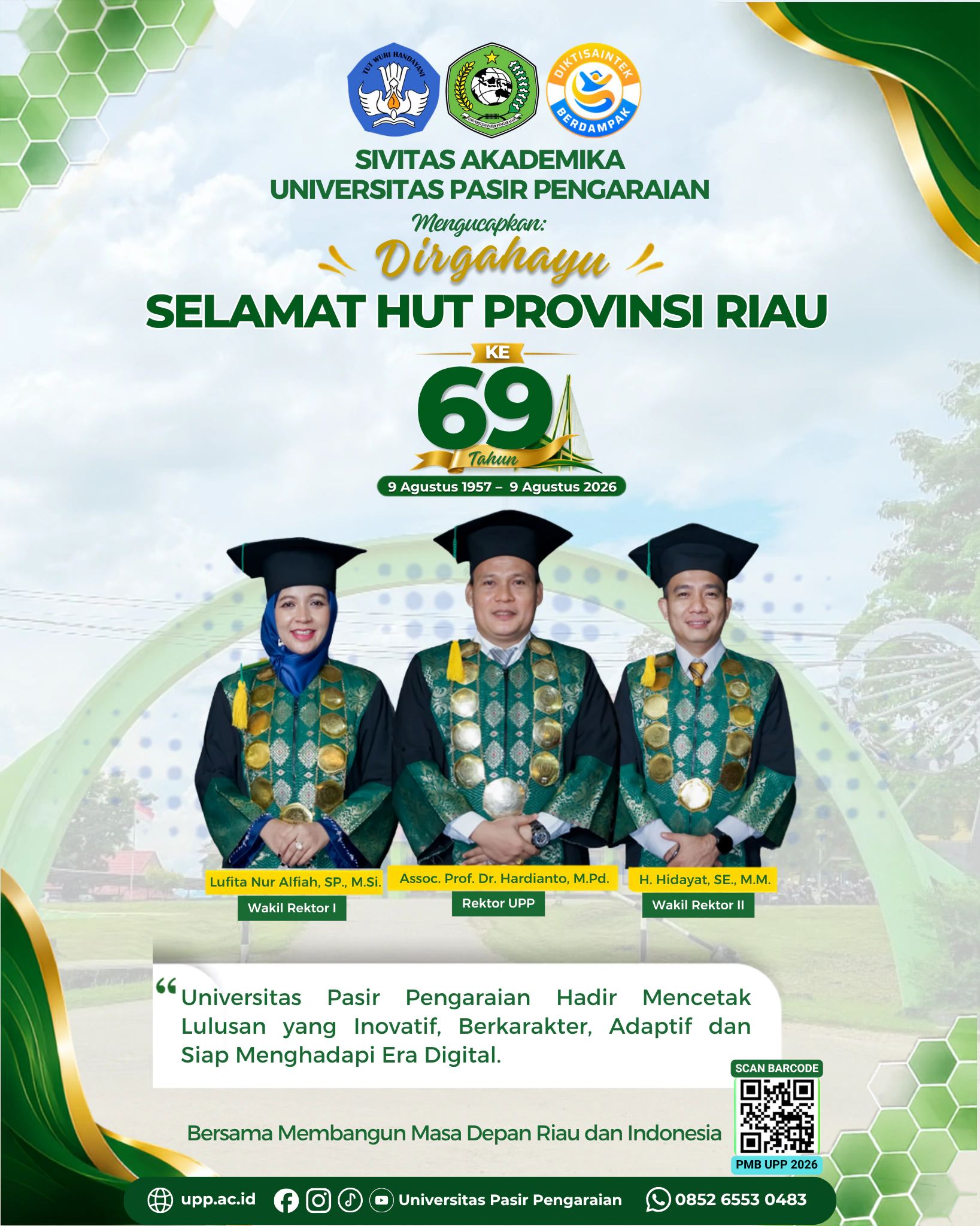 HUT ke-69 Provinsi Riau, Rektor UPP Tegaskan Komitmen Cetak SDM Inovatif dan Berkarakter di Era Digital